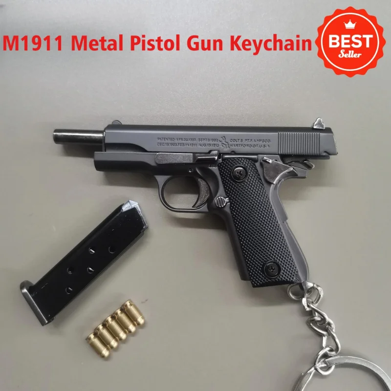 2026 Newest 1:3 Mini Alloy Pistol Model M1911 Toy Gun Removable Keychain Shell Pop-up Unzip Gadget Men's Gifts Decoration Crafts