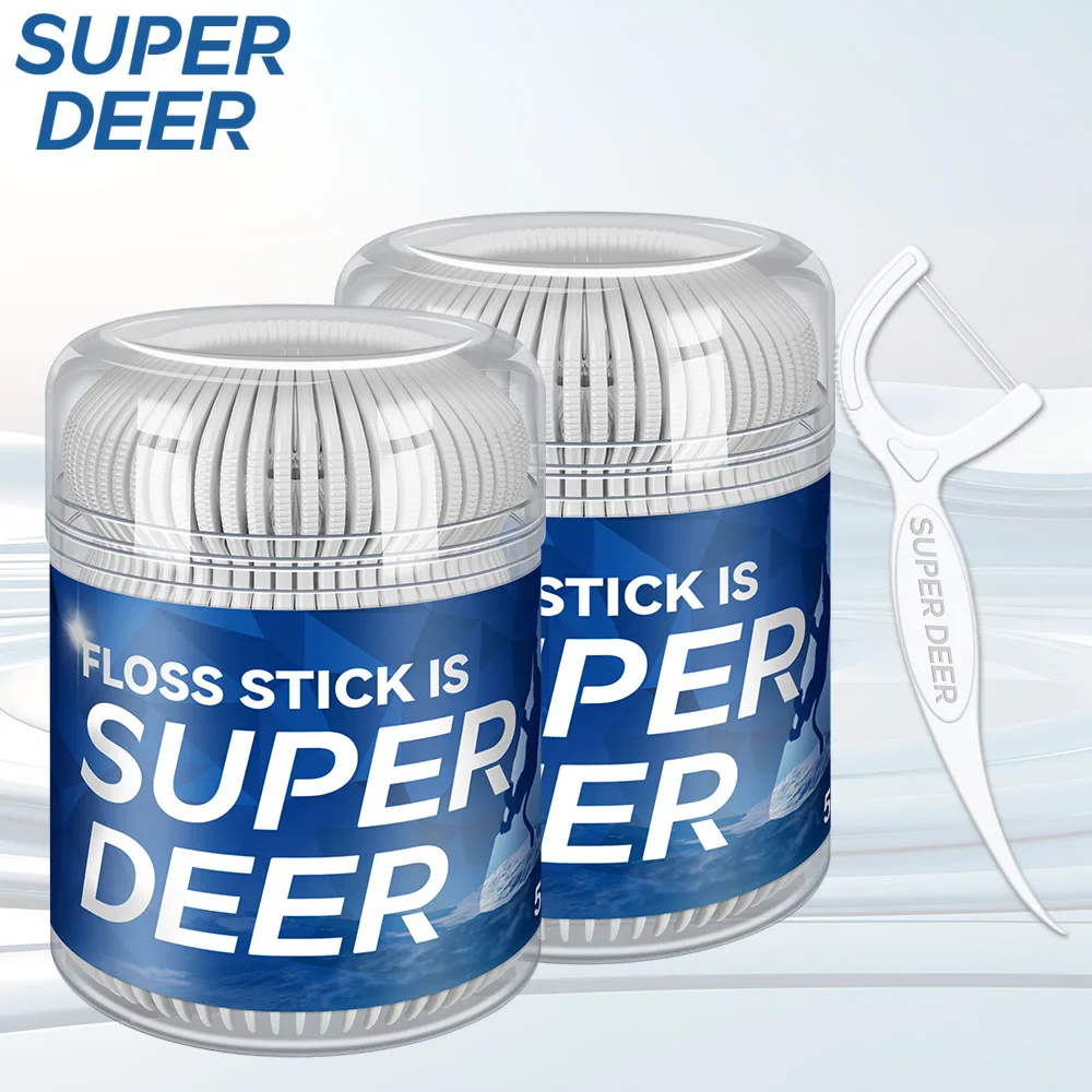 

Super Deer Twin-line Dental Floss Toothpick Disposable Smooth Interdental Floss Cleaning Between Teeth For Oral Care 50/100pcs