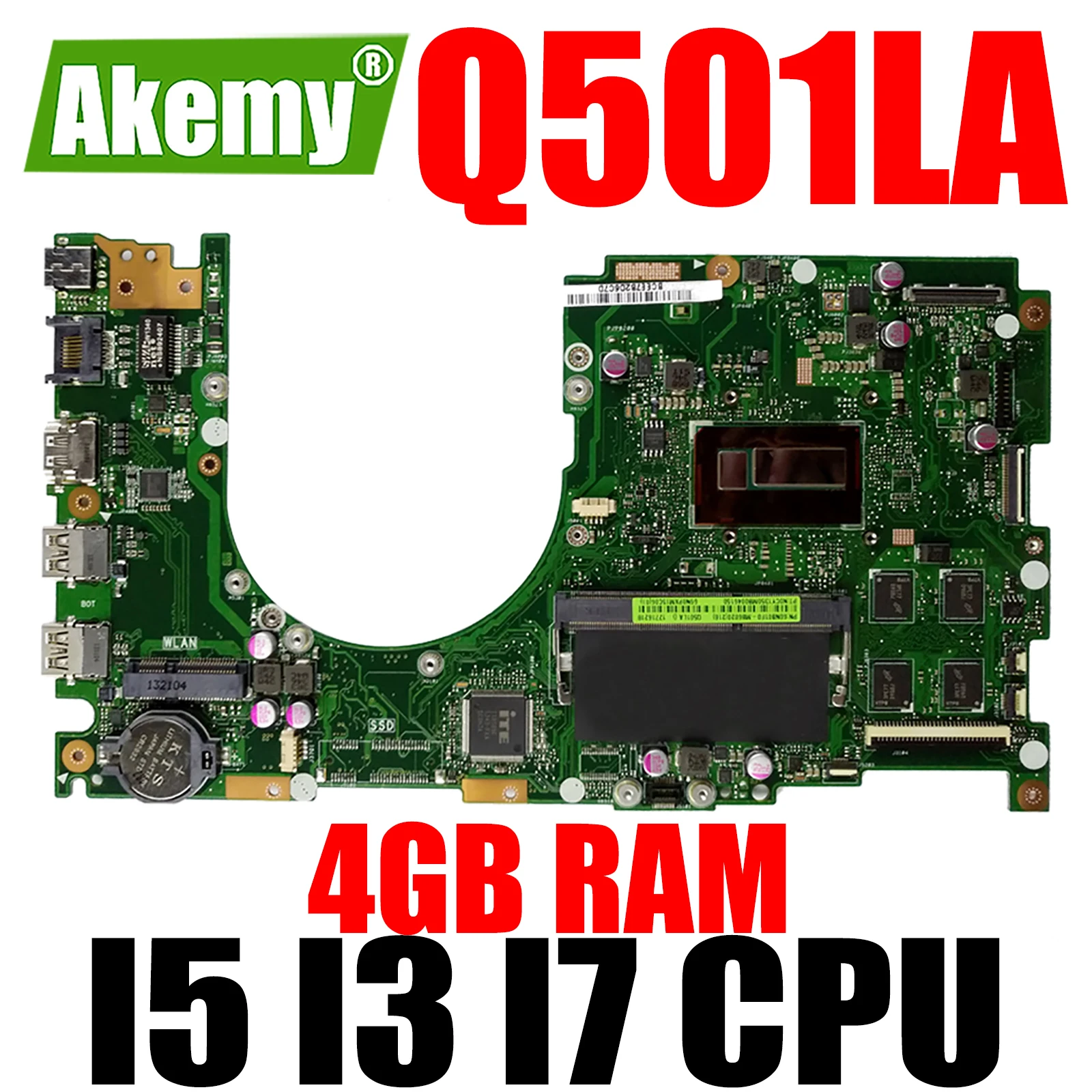 

Материнская плата для ноутбука ASUS Q501 Q501L Q501LA с процессором i5 i7-4-го поколения, 4 ГБ ОЗУ, материнская плата для ноутбука, 100% протестировано, ОК, VivoBook