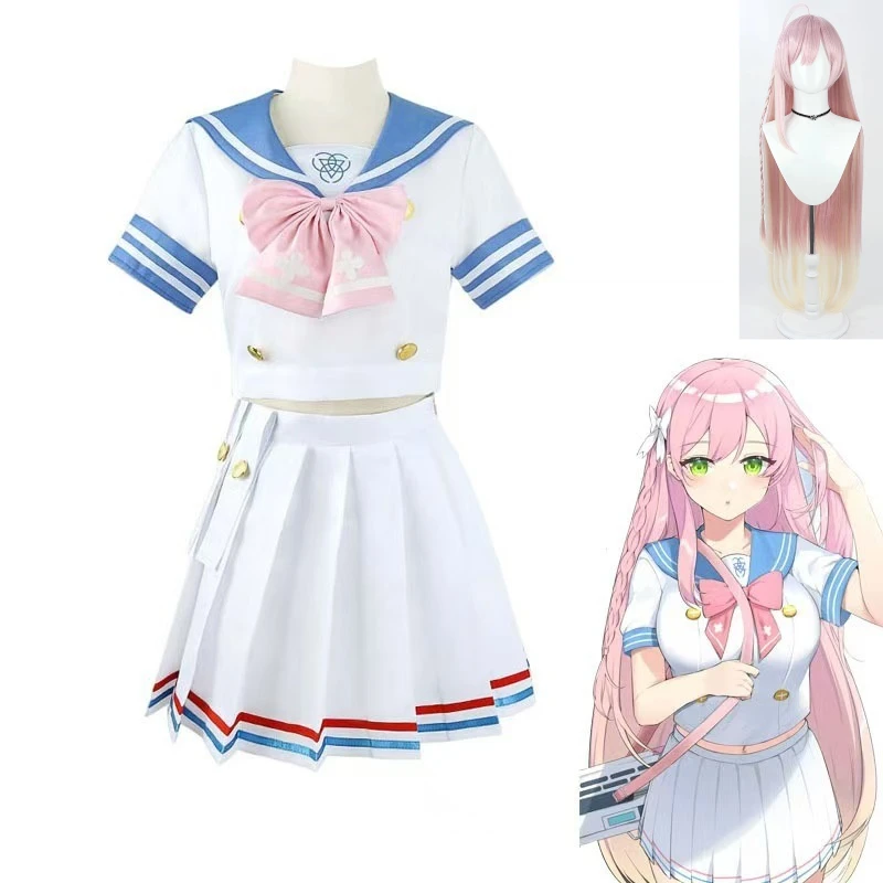 

Blue Archive Hanako Urawa Cosplay Costume Sailor Uniform Crop Top Mini Skirt Choker Boots For Women Convention