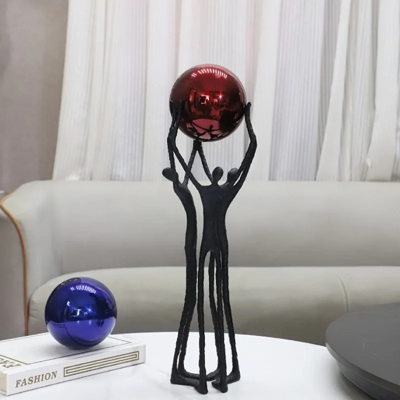 Character Sculpture Cast Iron, Hand-held Ball, Desktop Decoration Accessories, Metal Crafts, Home Decoration
