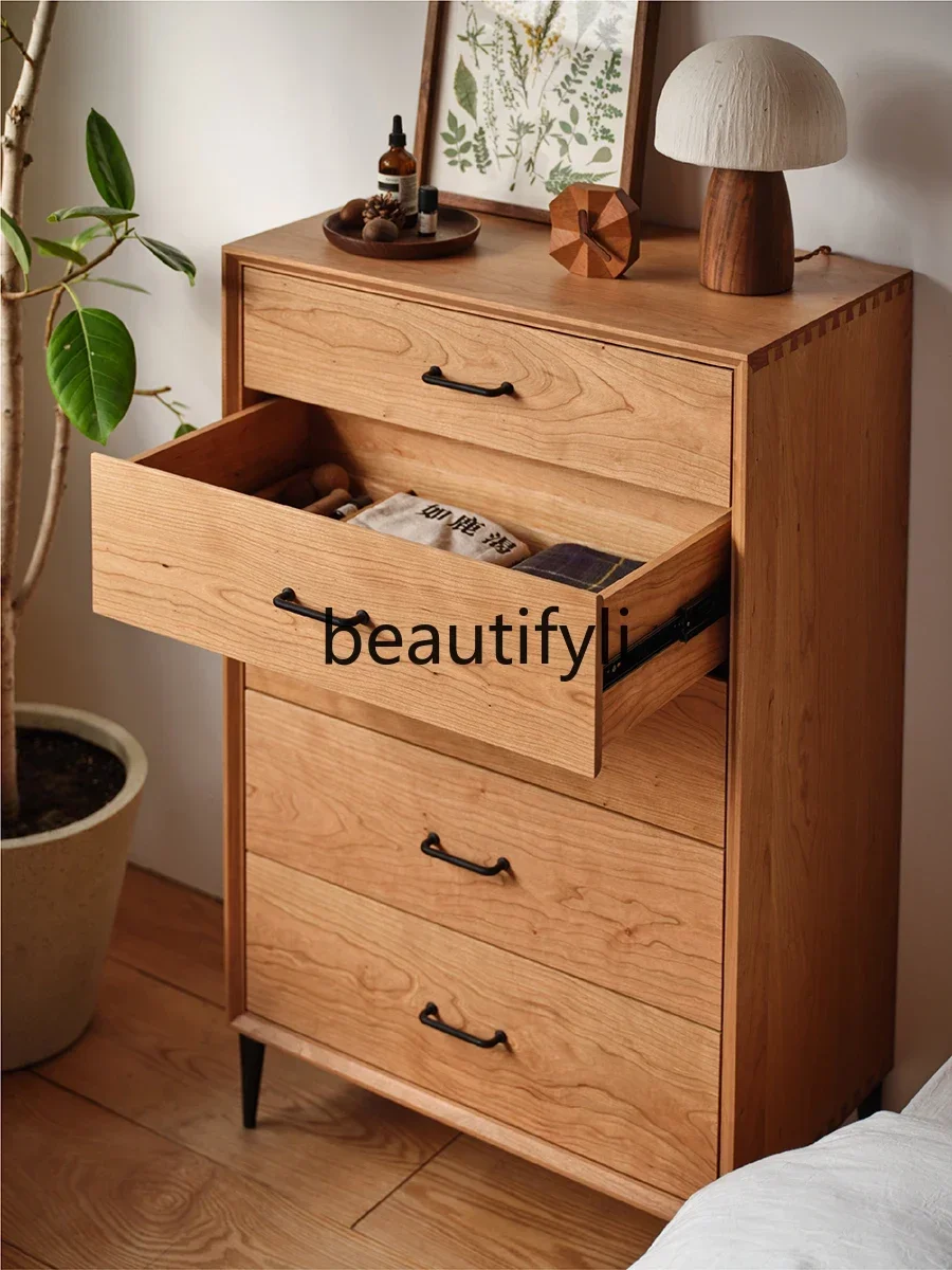 M178 Solid wood North American cherry wood storage cabinet against the wall locker living room partition drawer cabinet