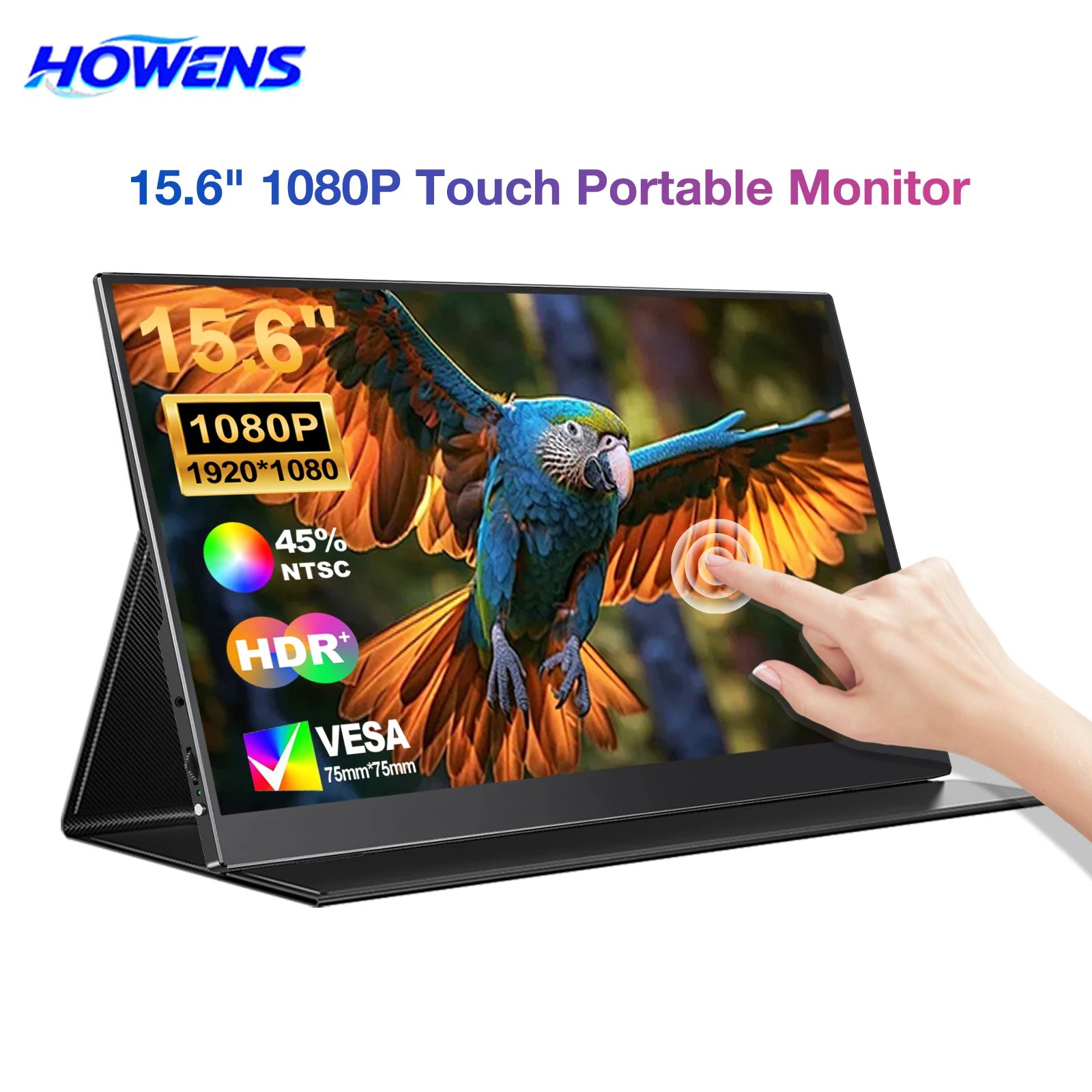 15.6 Inch 1080P Touch Portable Monitor FHD IPS 178 Wide View External Screen for Laptop Phone Switch Xbox Built-in Speakers