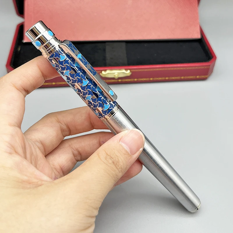 

Yamalang Ca Top Quality Blue and Silver Barrel Roller Ball Ballpoint Pen With Serial Number Luxury Stationer