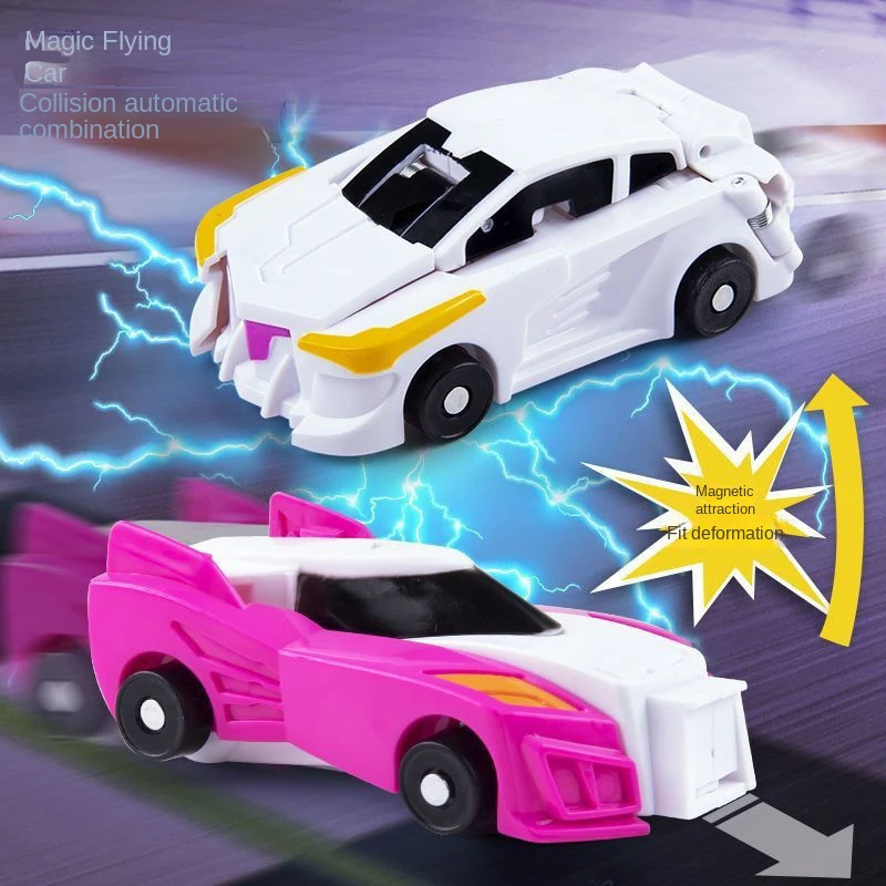 2 in 1 Transformation Car Model Deformed Unicorn Model Cartoon Action Figure Vehicle Transforming Toy Boy Kid Gift Christmas