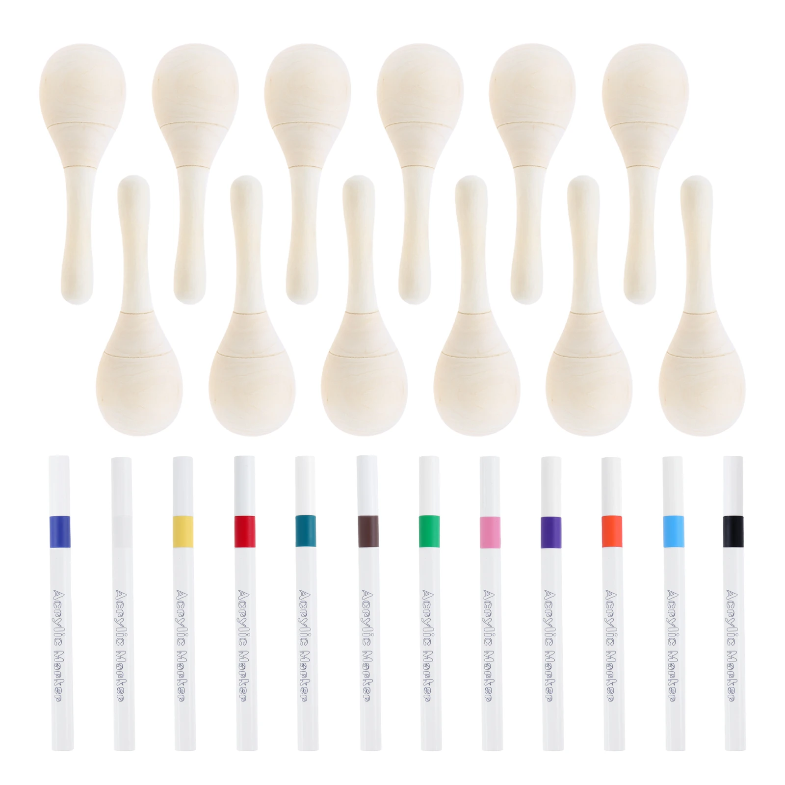 12 Buah Maracas Kayu Mini DIY  - Musical Instrument Diy For Kids ulasan dan harga