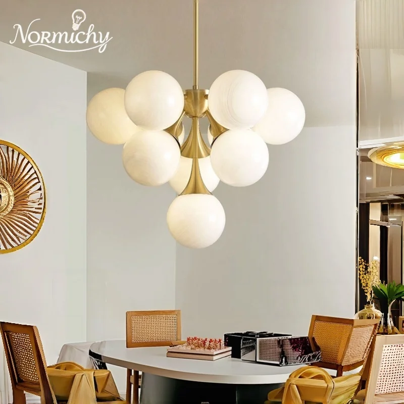 American Bubble Ball Solid Copper Living Room Pendant Light Romantic Bedroom Dining Designer Staircase Home Lamp Changeable