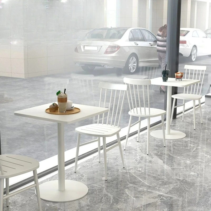 Commercial Coffee Table, Small Square Bistro Table for Milk Tea Shop & Snack Bar, Multi-Color Reception Desk for Cafe