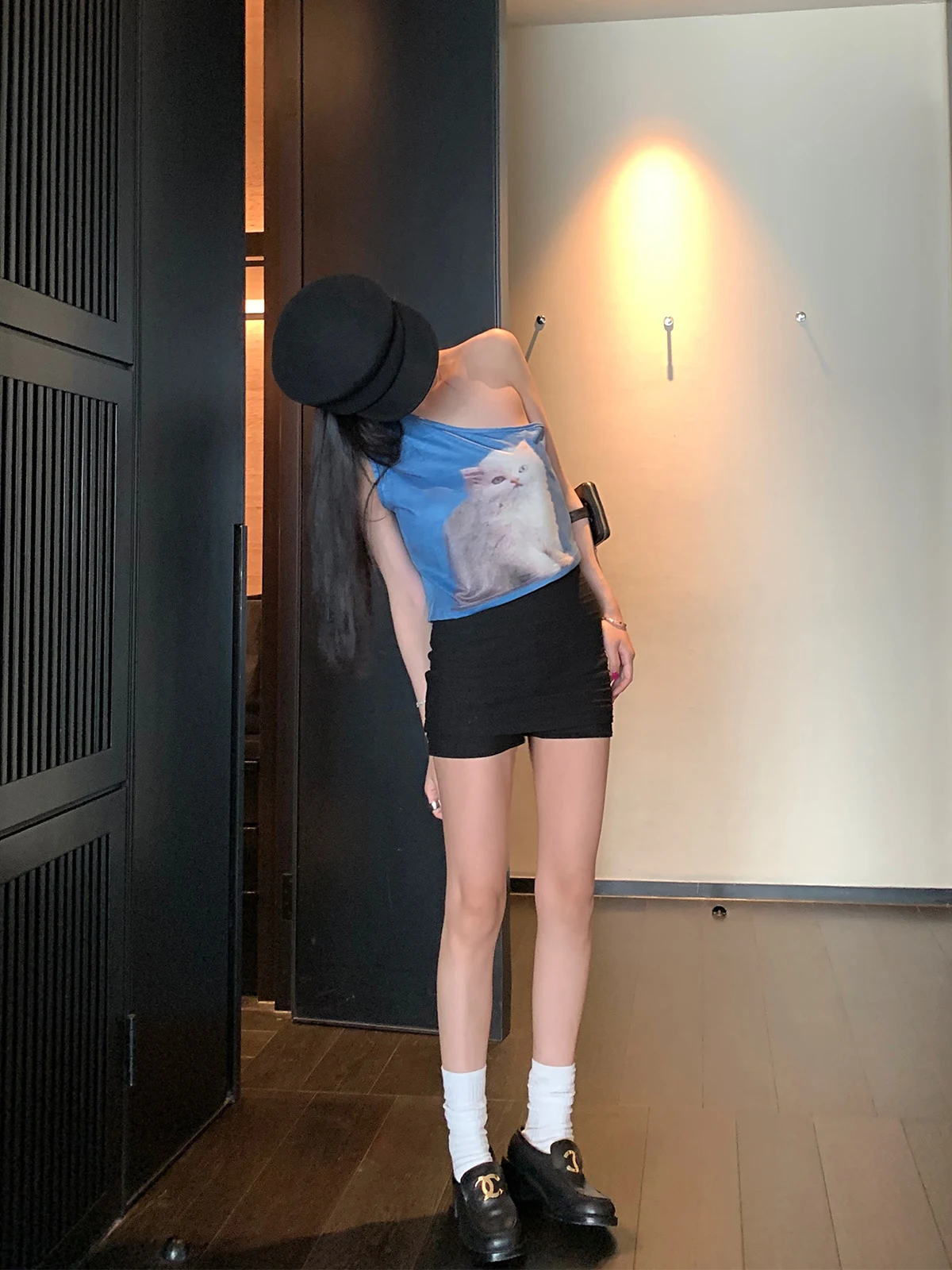 

Женские трикотажные эластичные юбка-шорты Boamarket: Новинка лета, мягкие, в клетку, с эффектом похудения, имитация двух предметов, повседневные юбки-шорты