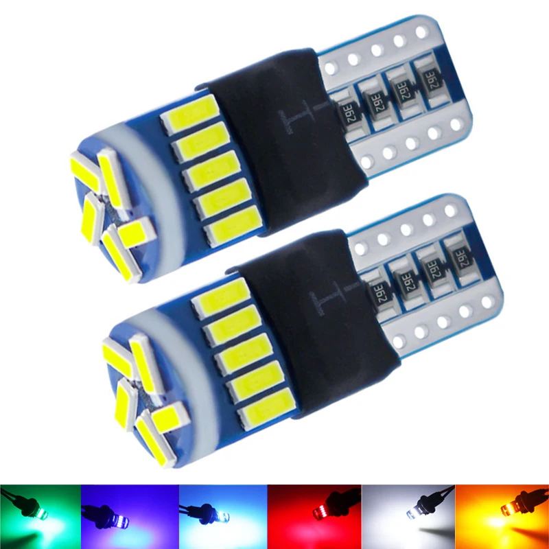 

100pcs DC 9V-30V T10 W5W 194 168 Canbus Non Polar Car LED Clearance Reading Lights Bulb Auto Door Tail Lamp 15SMD 4014 White