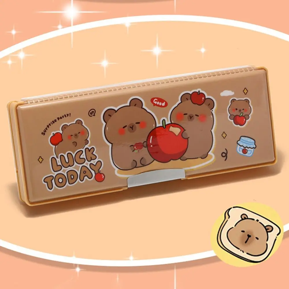 

Многофункциональный пенал с капибарой/астронавтом, двусторонний пенал, большая вместительная коробка для канцелярских принадлежностей, зыбучий песок, декор, коробка для ручек, подарок