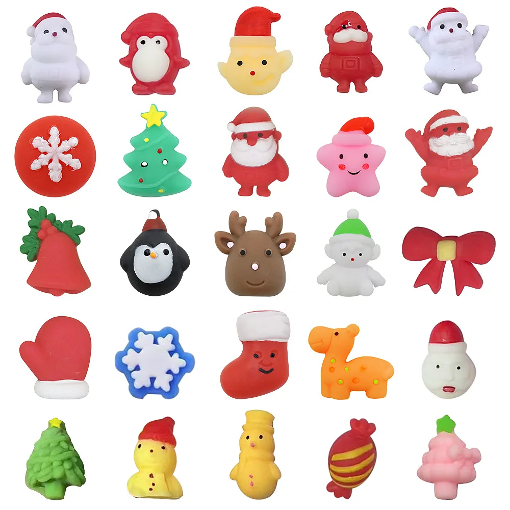 Mochi Squishies zabawki typu Fidget świąteczny kalendarz adwentowy dla dzieci 2024 kalendarz odliczania Box Santa Claus Squishy zabawka antystresowa