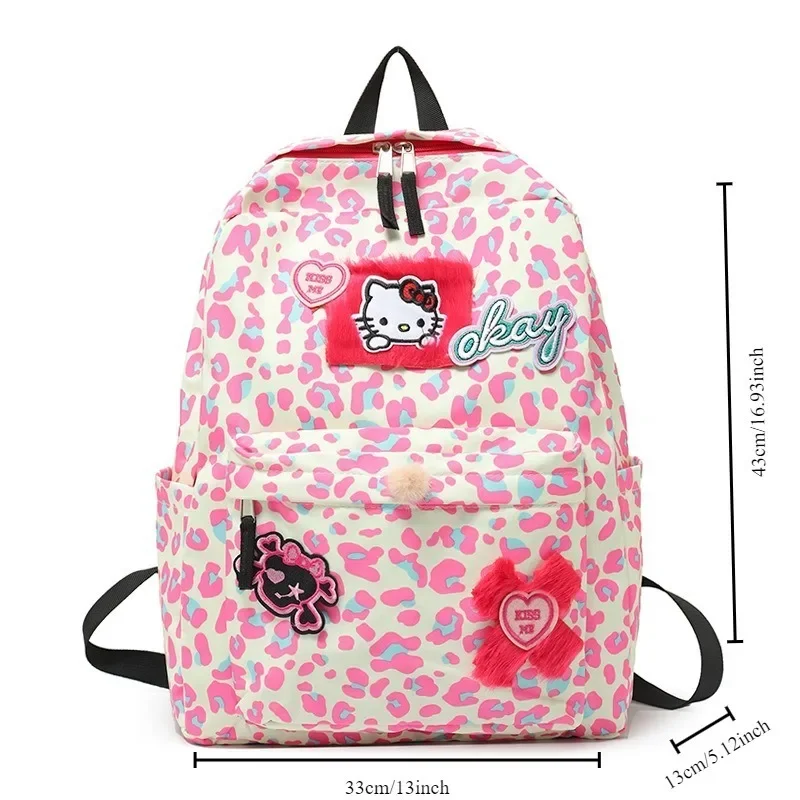 Sanrio Backpack HelloKitty Square Bag Canvas Cute Cartoon Printed Shoulder Bag Y2K Student Fashion Girl Schoolbag High Capacity