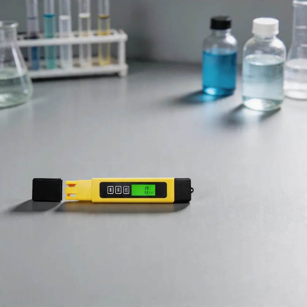 Compact Water Testing Pen with Backlit Screen for Conductivity pH and Temperature Readings in Multiple Water for source Types