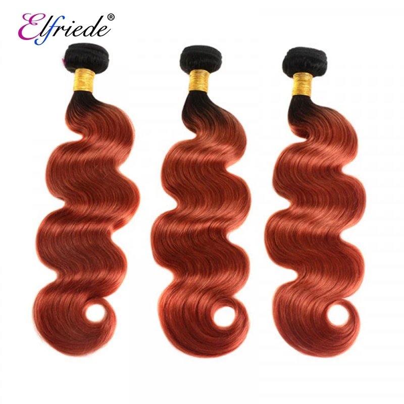 

Elfriede 1B/350 Body Wave Ombre Human Hair Bundles 100% Remy Human Hair Extensions 3/4 Bundles Deals Human Hair Sew In Wefts