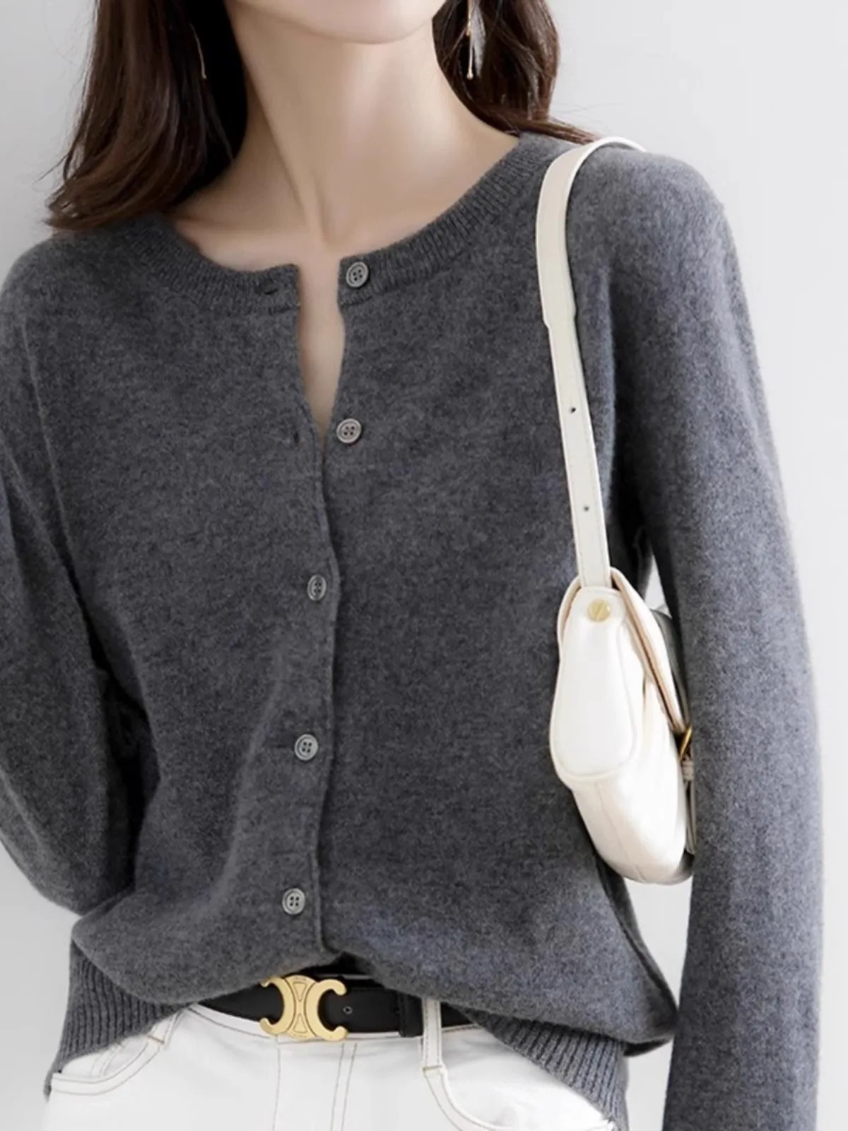 

Women Autumn Winter Single-Breasted O-Collar Cardigan Vintage Long Sleeve Knitting Sweaters Casual Loose Versatile Streetwear