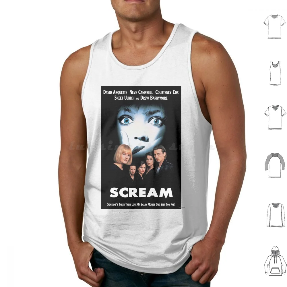 Scream Movie Poster Tank Tops Vest Sleeveless Scream Movie Horror Horror Movie Scary Movie David Arquette Neve Campbell Drew