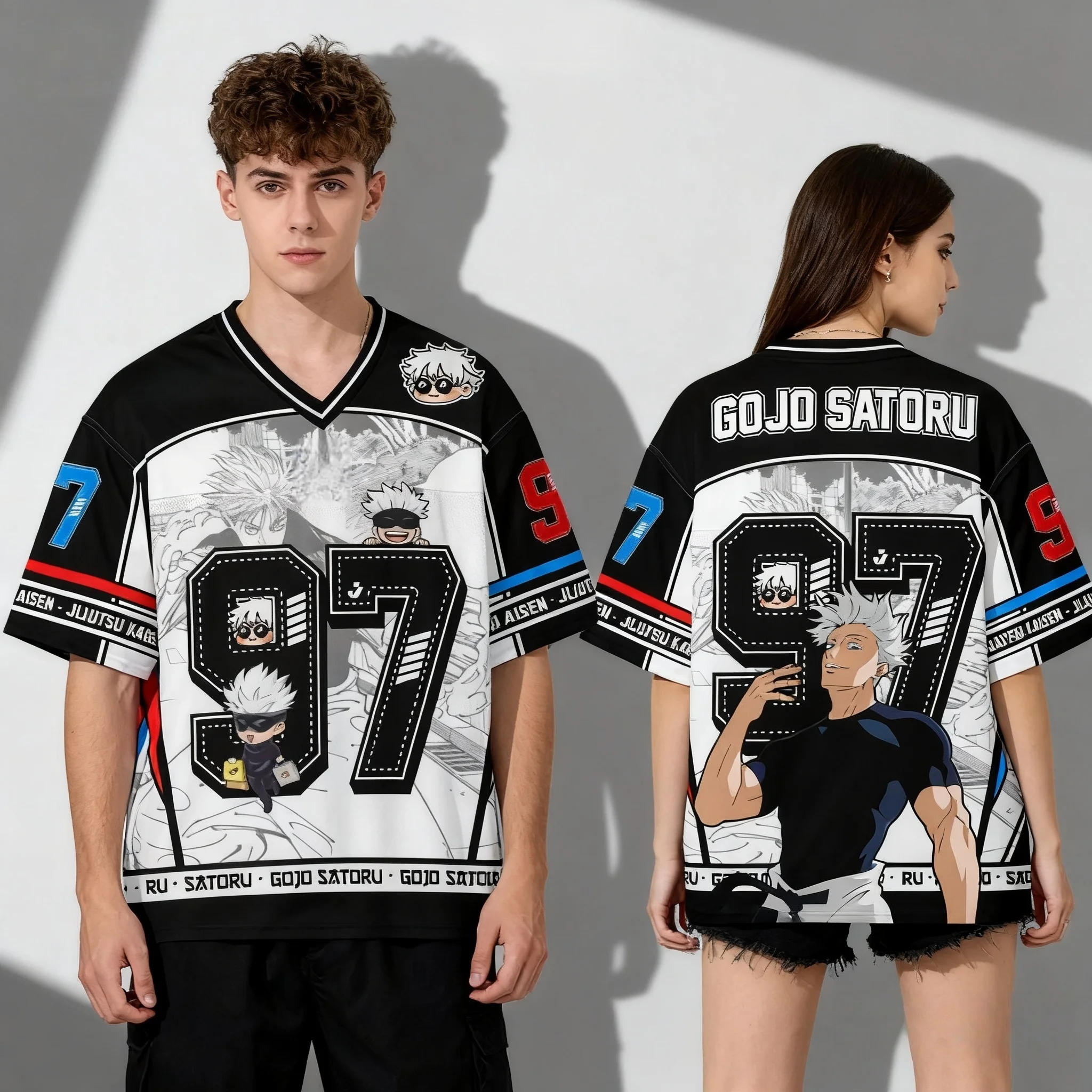 Bandai Anime One Piece Demon Slayer Naruto Spell Battle Sommershirt T-Shirt Großes 3D-Multifunktionsoberteil für Erwachsene und Kinder