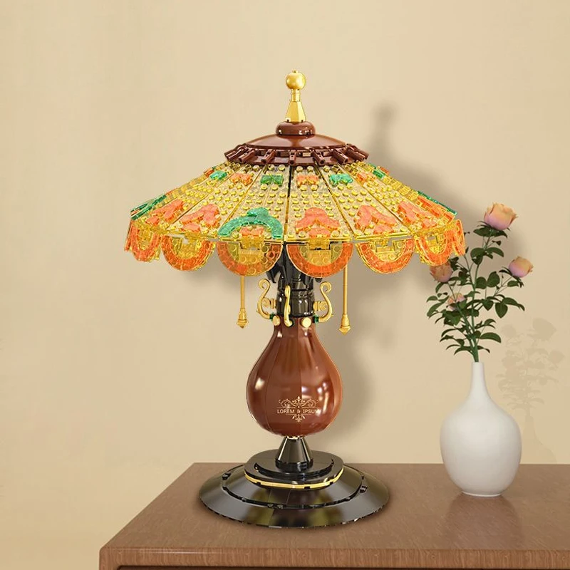 1027PCS Creative Expert MOC Retro Table Lamp Building Blocks  Vintage Classic Light Decoration Educational Assemble Toys Gift