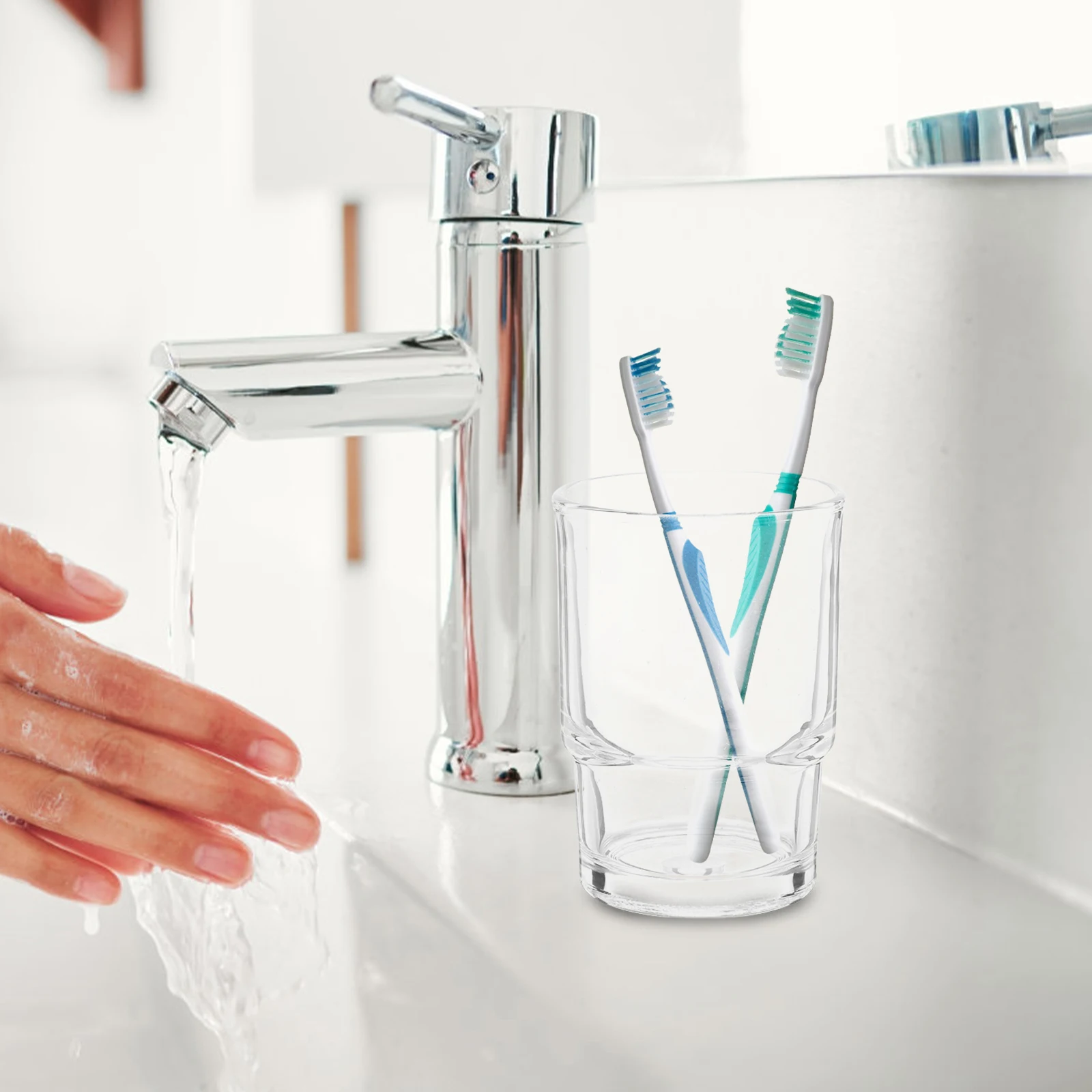 

2 Pcs Glass Toothbrush Cups Mouthwash Holder Transparent Bathroom Accessories for Toothbrush Toothpaste Storage Cup