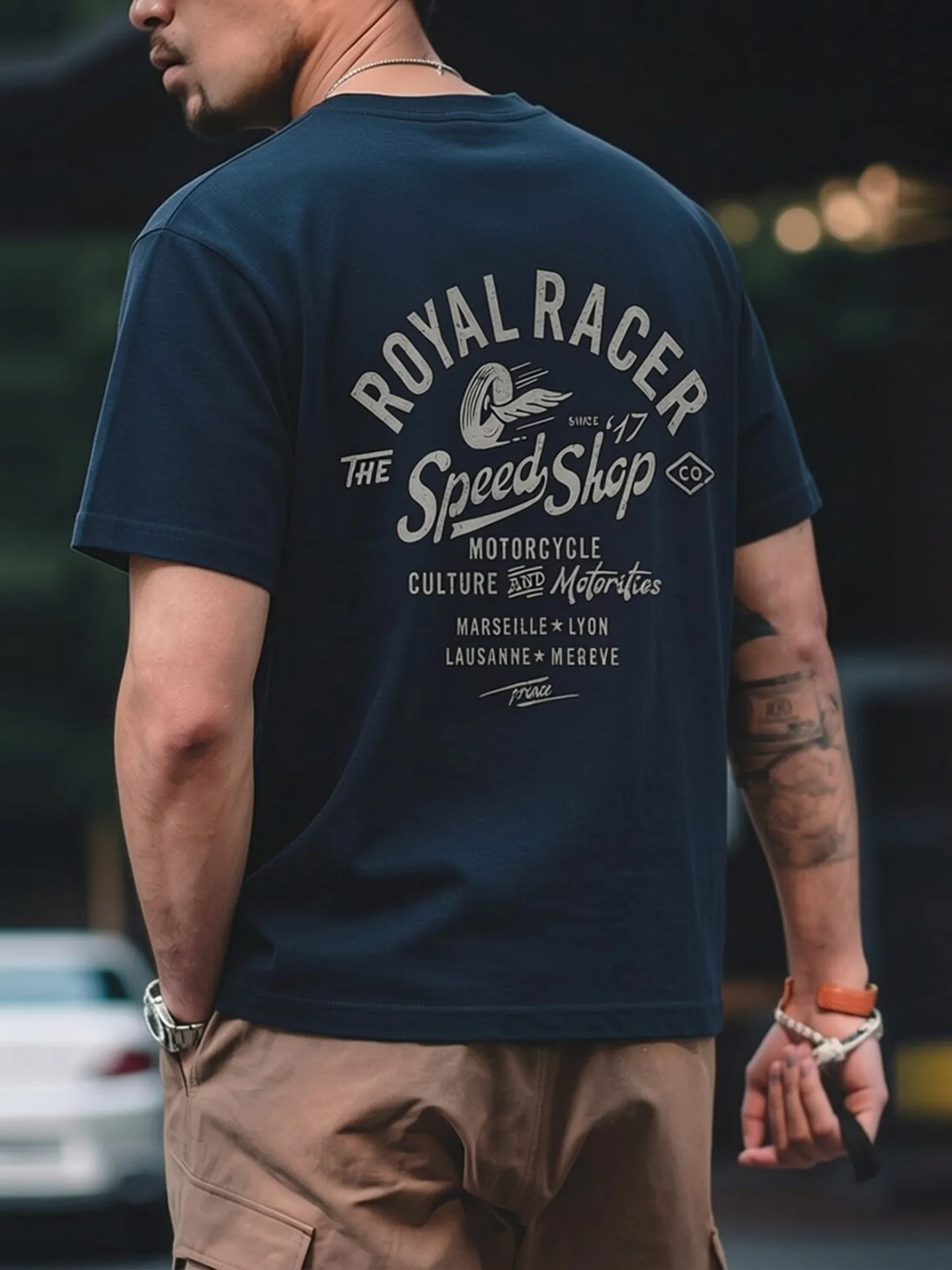 Herren 7080 #   Sommer Neues Amerikanisches Retro Kurzarm-T-Shirt mit Rundhalsausschnitt 100% Baumwolle Buchstaben-Print Lässige Gewaschene Oberteile Amekaji 2026