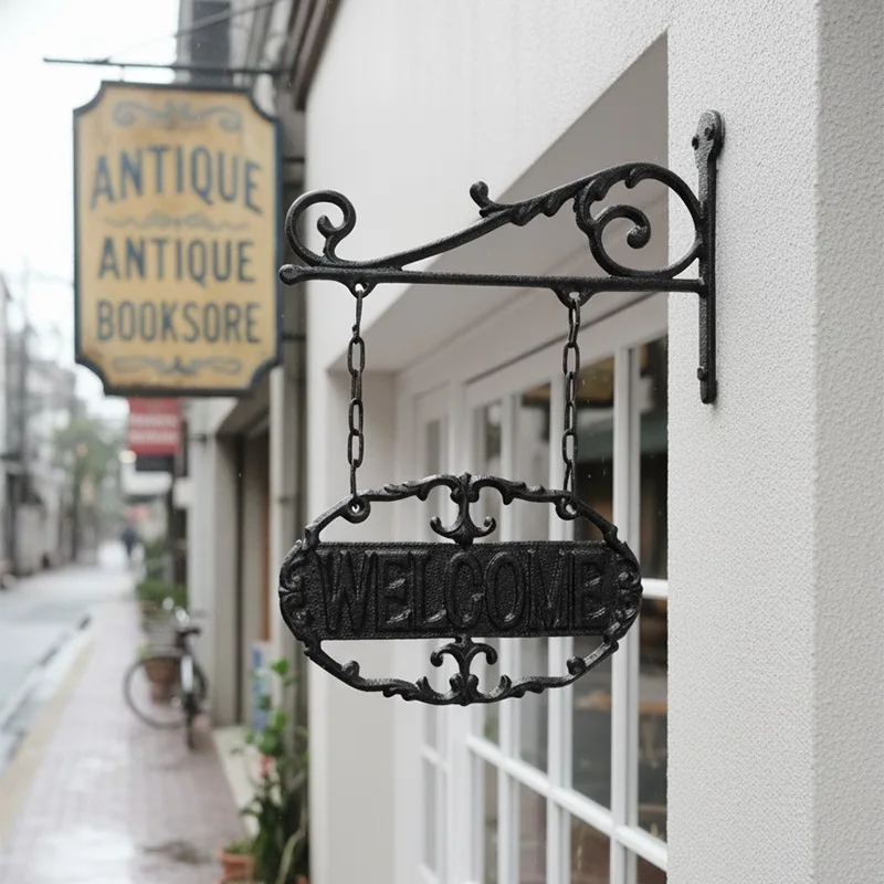 Retro nostalgic cast iron wrought iron welcome card wall decoration welcome door number welcome to double-sided listing