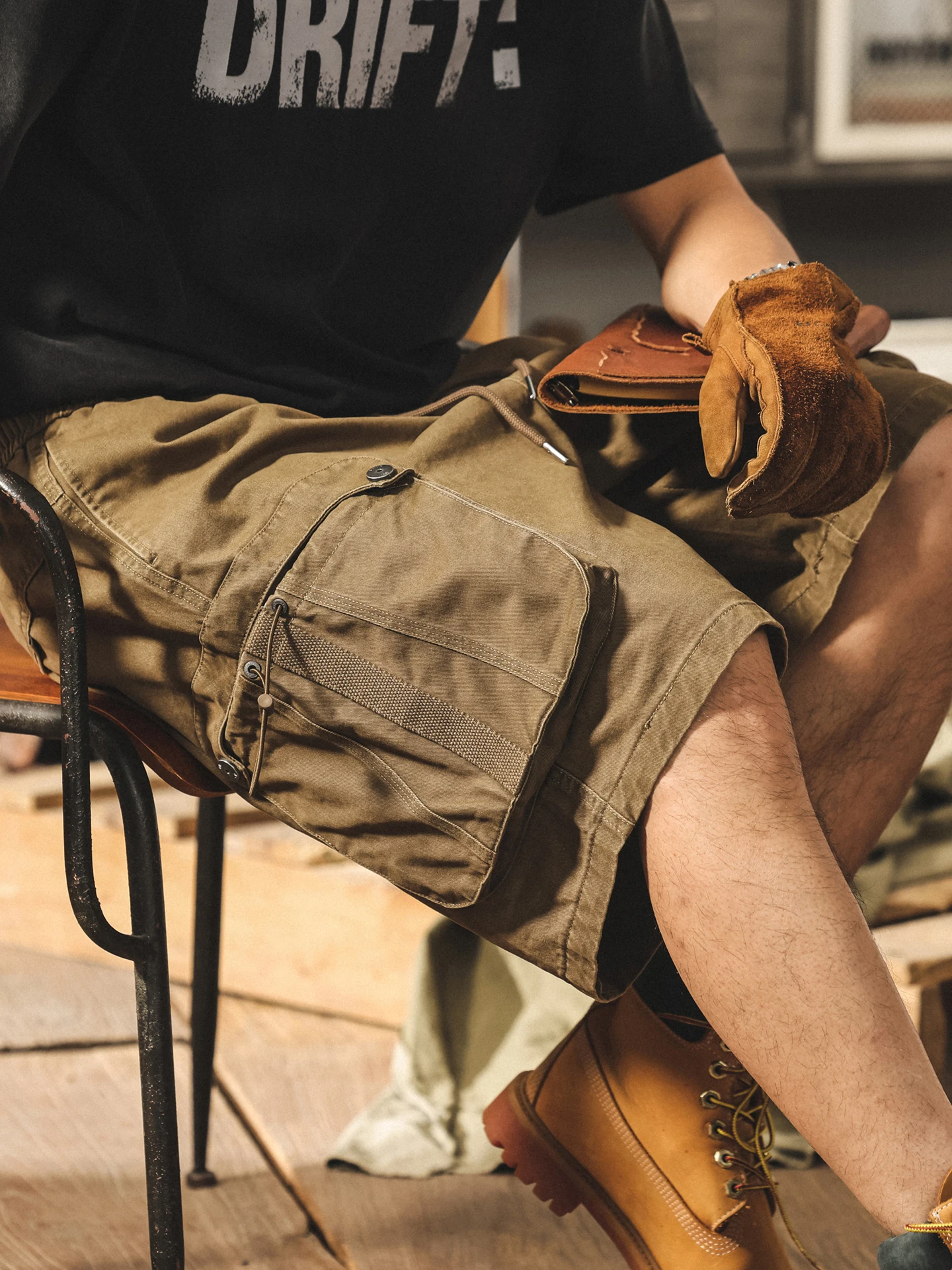 아메리칸 레트로 워크웨어 남성 여름 신상 루즈핏 큰 사이즈 트렌디 브랜드 미드팬츠 남성 캐주얼 오부바지