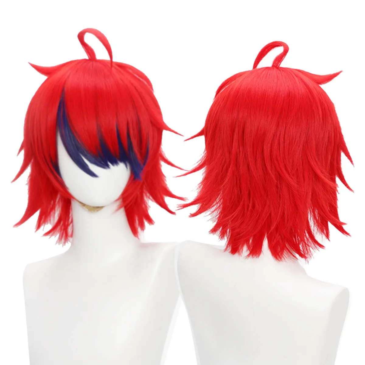 Erwachsene Männer Cosplay-Perücke: Sumino Takumi in Weinrot mit Dunkelblauem Haarteil