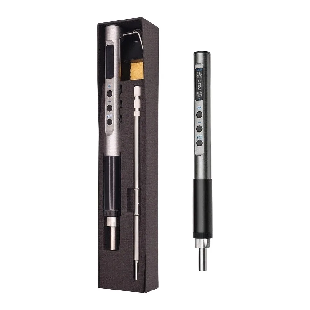 Digital T12PRO Soldering Iron 65W for pd 2.0 Support 180 to 450C for temp Range Display Stainless Steel for Soldering Tasks