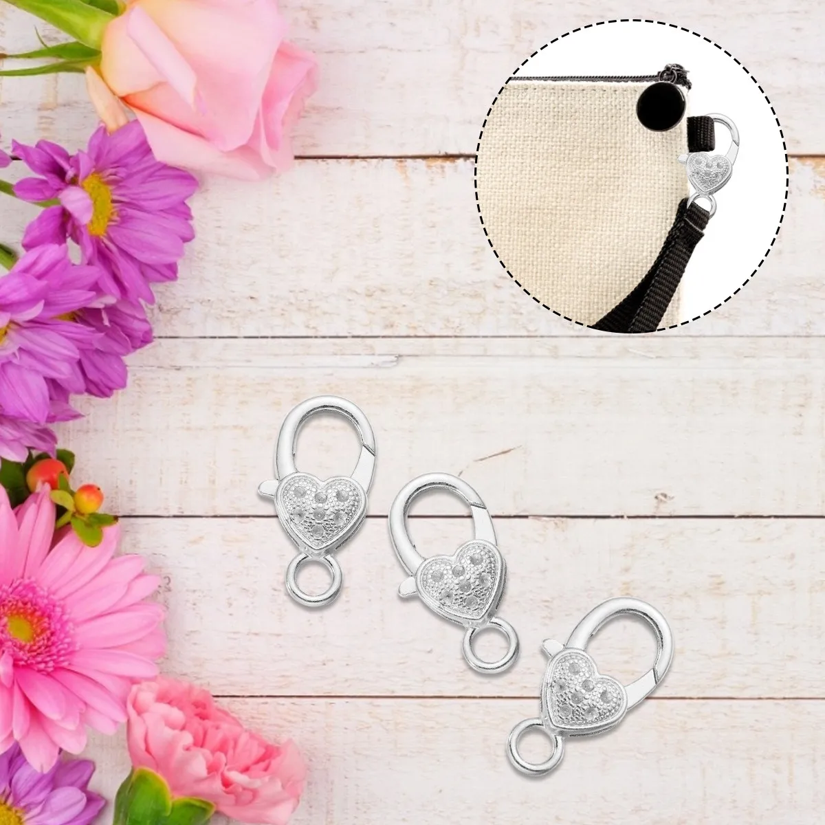 

10pcs Heart-Shaped Lobster Clasp Alloy Connector For Diy Jewelry Bracelet Necklace Bag Strap Key Accessory