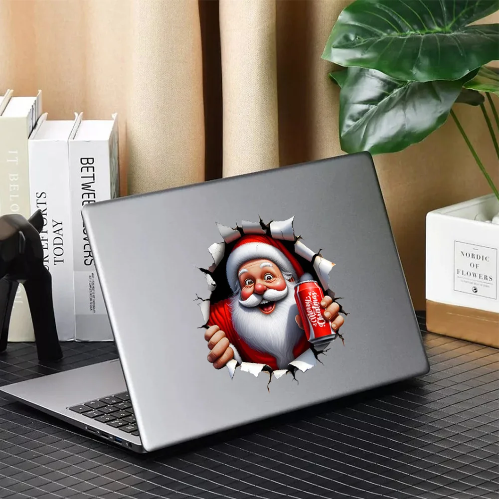 Claus Glass Window Sticker for Cars, Laptops, Toolboxes, Double-Sided Christmas Window Sticker for Glass & Metal Surfaces