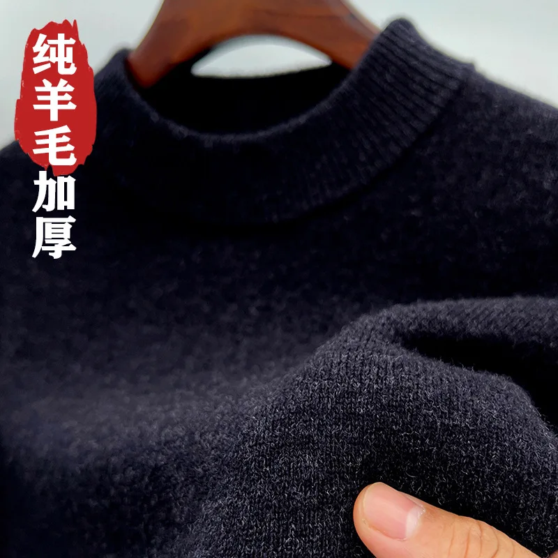 winter thick wool sweater men top fashion mock neck sweaters man clothes vintage mens luxury pullover knitted jumper turtle tops