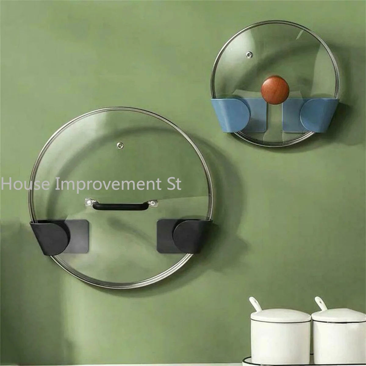 

Self-Adhesive Pot Lid Holder Hook Hanging Collection For Pan Pot Cover Rack Plastic Kitchen Storage Rack Kitchen Organizer