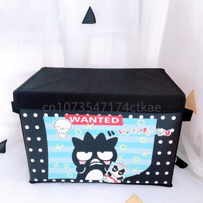 Kawaii Sanrio Bad Badtz Maru New Style Pu Flip Cover Desktop Storage Box Office Bedroom Wardrobe Foldable Girl Dormitory Storage