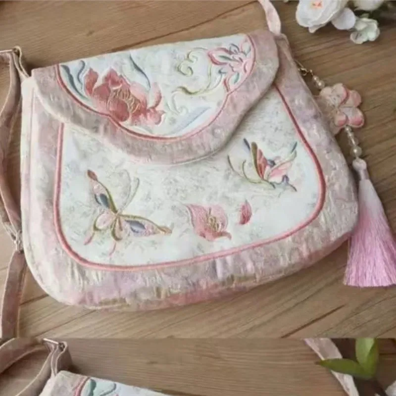 

JIAERDI Chinese Style Embroidered Pink Crossbody Bags Women Fairycore Aesthetic Messenger Bag Y2k Hot Girls Shoulder Bags Purse