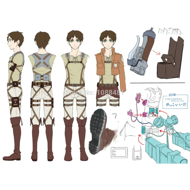 Scout regimento pesquisa corpo eren jaeger ataque em alças shingeki no kyojin cinto conjunto ackerman levi mikasa cosplay traje