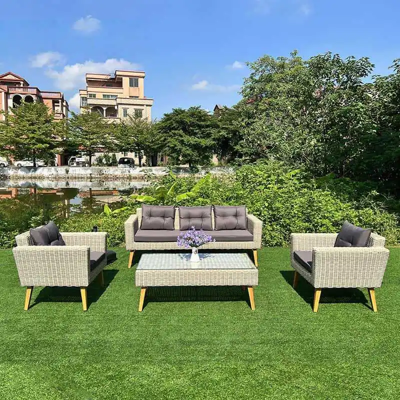 

Modern Luxury Outdoor Furniture Set Paper Woven Ropes Pastoral Style Wicker Sofa Courtyard Hotel Garden Villa Waterproofpromote