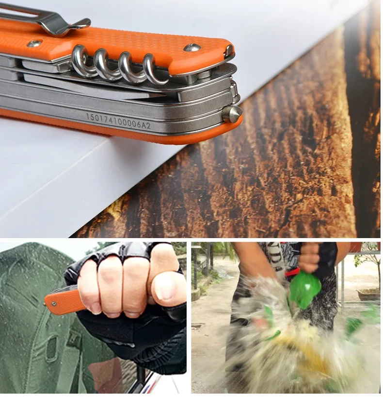 SANRENMU 18 IN 1 Tactical Folding Knife Multitool with Blade Camping Survival EDC Hiking Outdoor Equipment Carbon Fiber