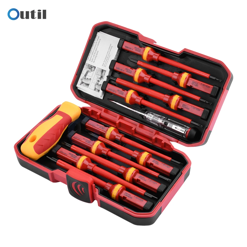 13PCS Insulated Screwdriver Household Circuit Tool Insulated Isolated Current Electrician Cross Plate Screwdriver Edge Tool Kit