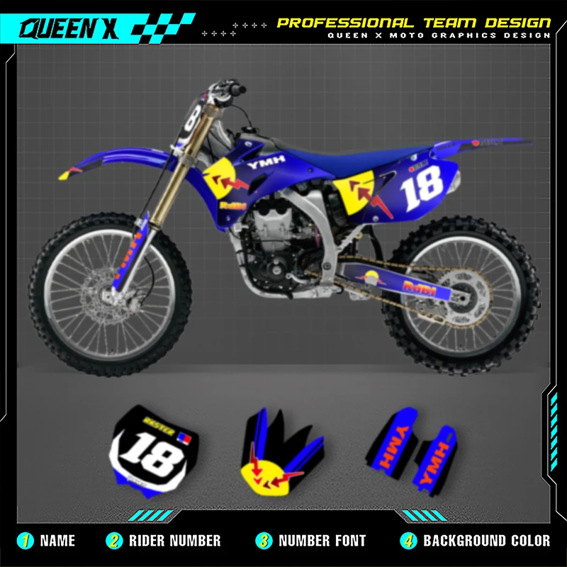 

Мотоциклетные графические наклейки QUEEN X MOTO для YAMAHA YZF250 450 2006 2007 2008 2009, комплект наклеек для мотоцикла