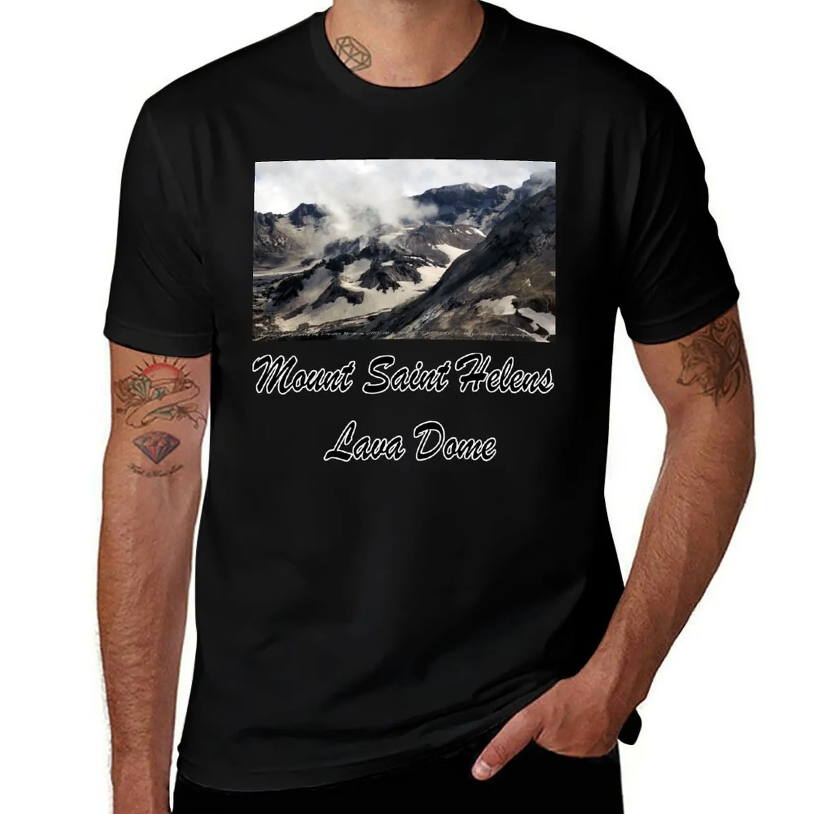 Mount St Helens lava dome closeup T-Shirt Non-Shrink Basic Cotton T-Shirt