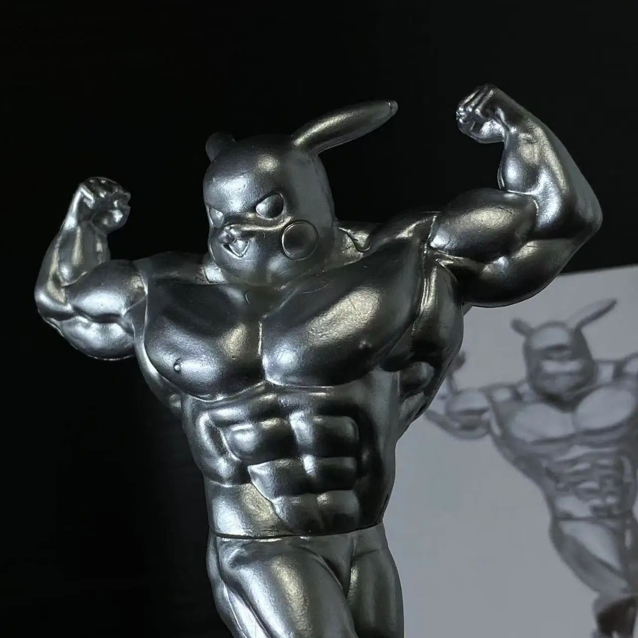 

Hot Sale Pokemon Funny Muscle Pikachu Silver Action Figure Bodybuilding Anime Car Desktop Decor Collectible Birthday Gift Fans