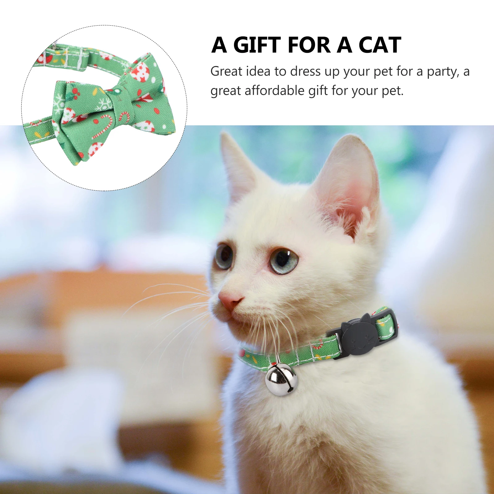 

Cat Collar Xmas Pet Costume Ties Necklace with Bow Number Large Adjustable Christmas