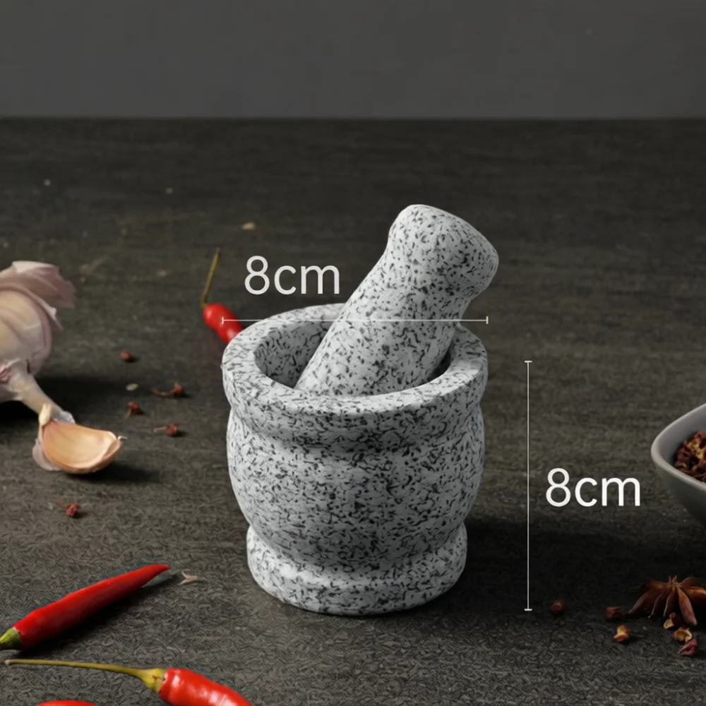 Natural Rock Garlic Press Mortar Pestle Set Kitchen Herb Spice Grinder Bowl Solid Manual Mashing Tool Cooking Gadget Mill