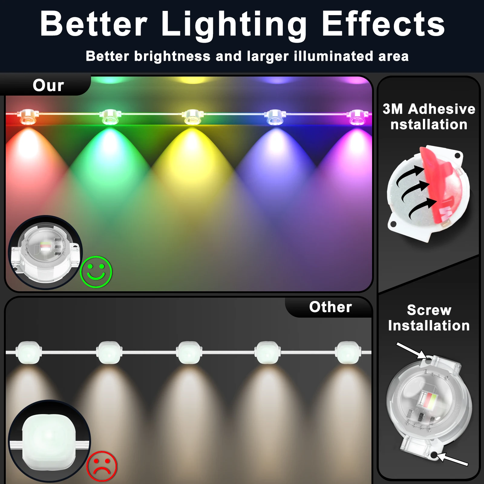 150FT RGB Permanent Outdoor LED Eaves Lights Waterproof Smart String Lights App Remote Control Music Sync DIY Scene Lighting for House Roof Christmas Halloween Party Daily Decoration