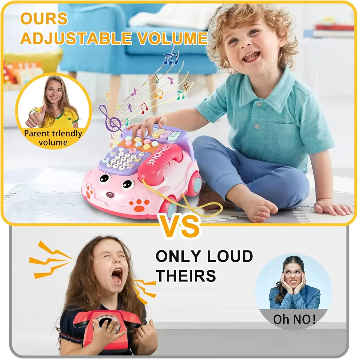 Juguetes para teléfono de bebé, teléfono para niños, dibujos animados, Piano para bebé, música, luz, teléfono de imitación para niños, teléfono móvil para niños, regalo interactivo