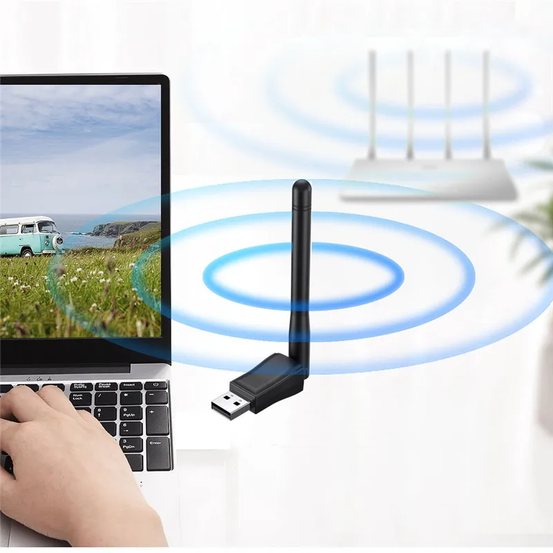 150Mbps Mini USB WiFi Adapter 2.4GHz Wireless Network Card Wi-Fi Receiver Dongle with Antenna 802.11 b/g/n for PC Laptop