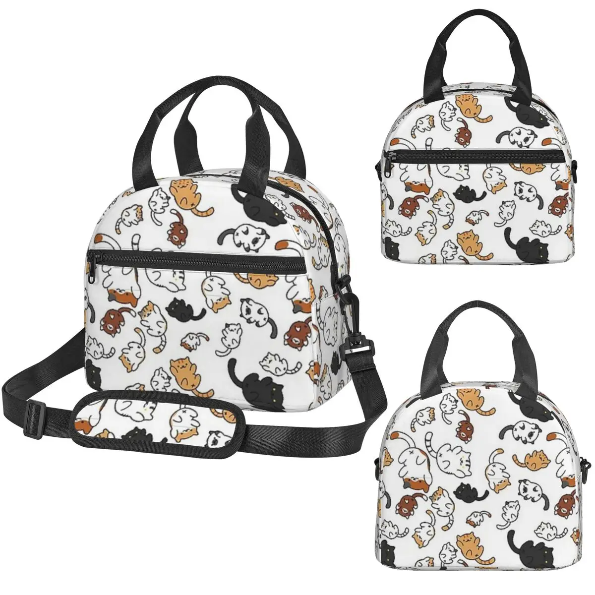 Neko Portals Neko Atsume Cats Insulated Lunch Bag for Kids School Cooler Thermal Box Tote Leakproof Lunch Boxes