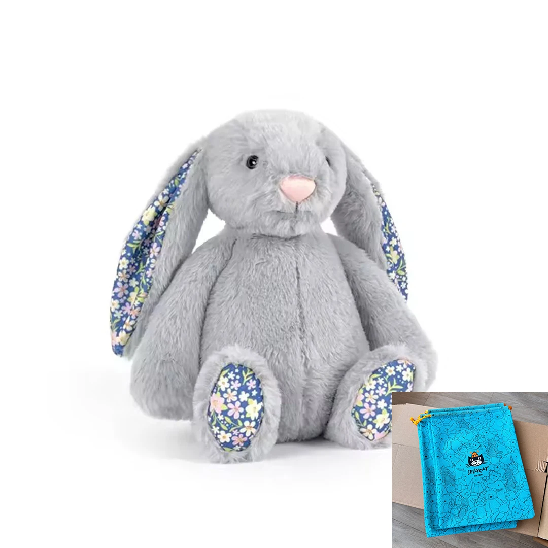Hot Jc Bonnie Rabbit knuffel met bloemenoren Kawaii gevulde pop zacht bankkussen kinderverjaardagscadeau kamerdecoratie