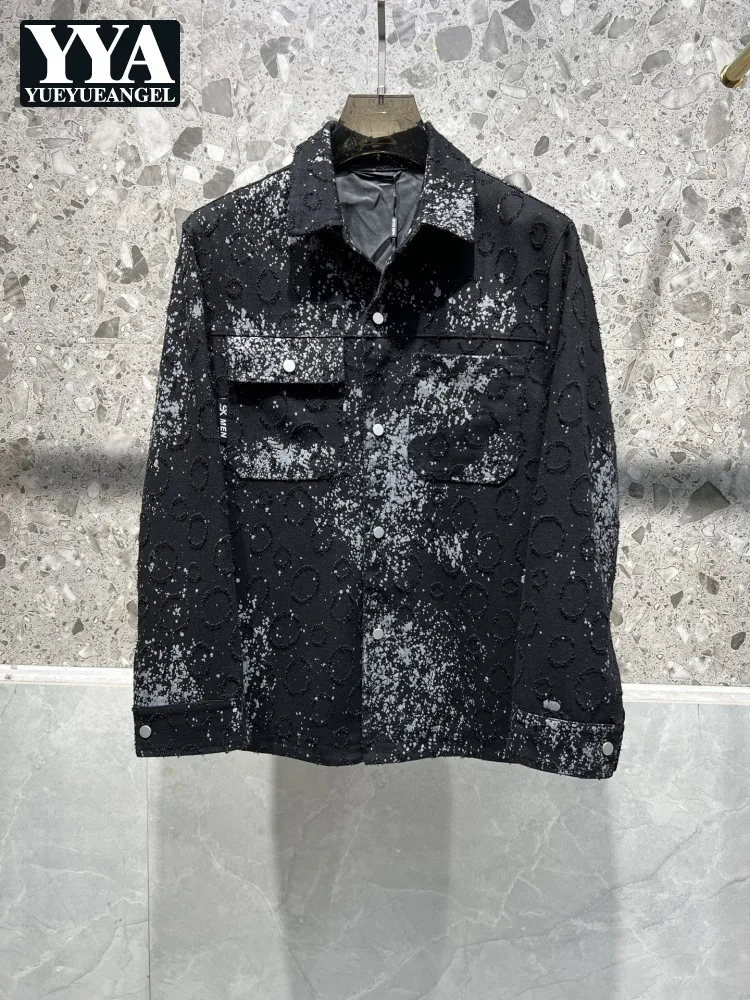 

Мужская весенне-осенняя однобортная повседневная джинсовая куртка с готическим отложным воротником, дизайнерская верхняя одежда, модное уличное пальто, мужское